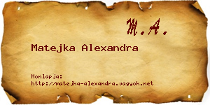 Matejka Alexandra névjegykártya
